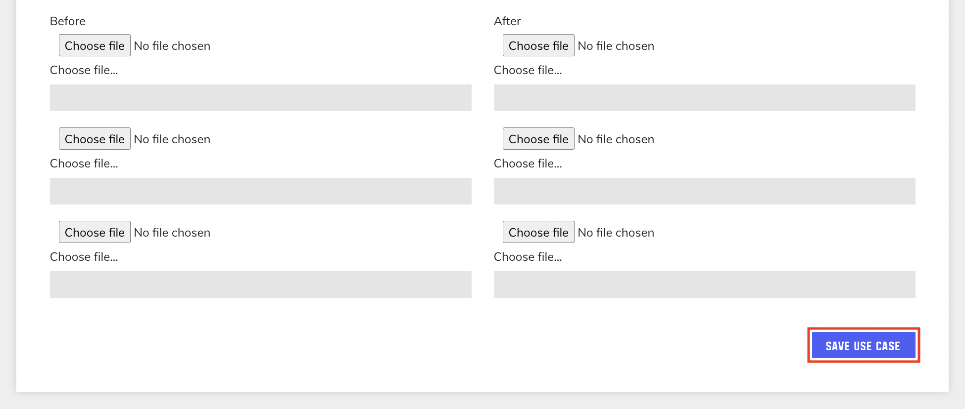 Save Use Case button at form bottom