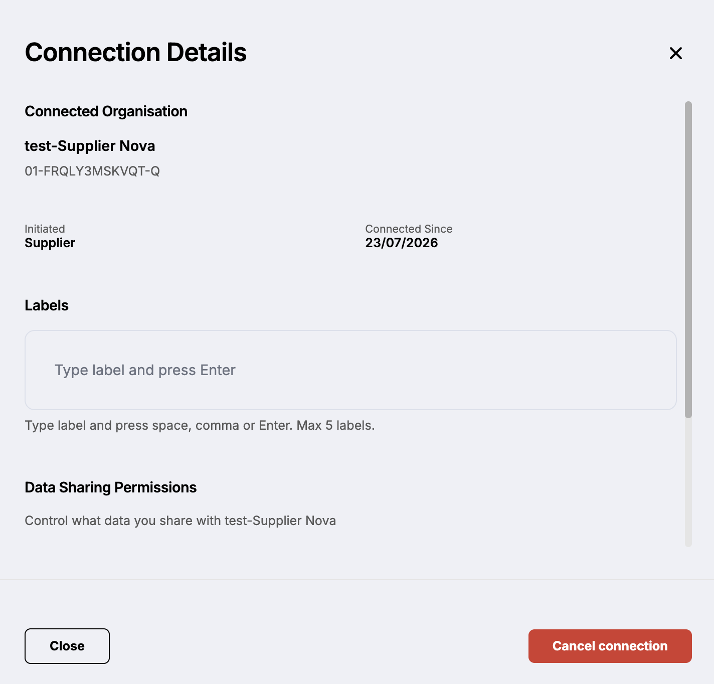 Screenshot of the connections table showing a highlighted row ready to be clicked.