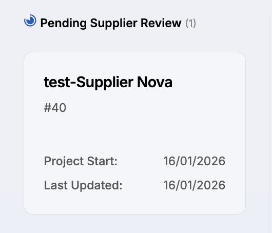 Image of request under Pending Supplier Review section.