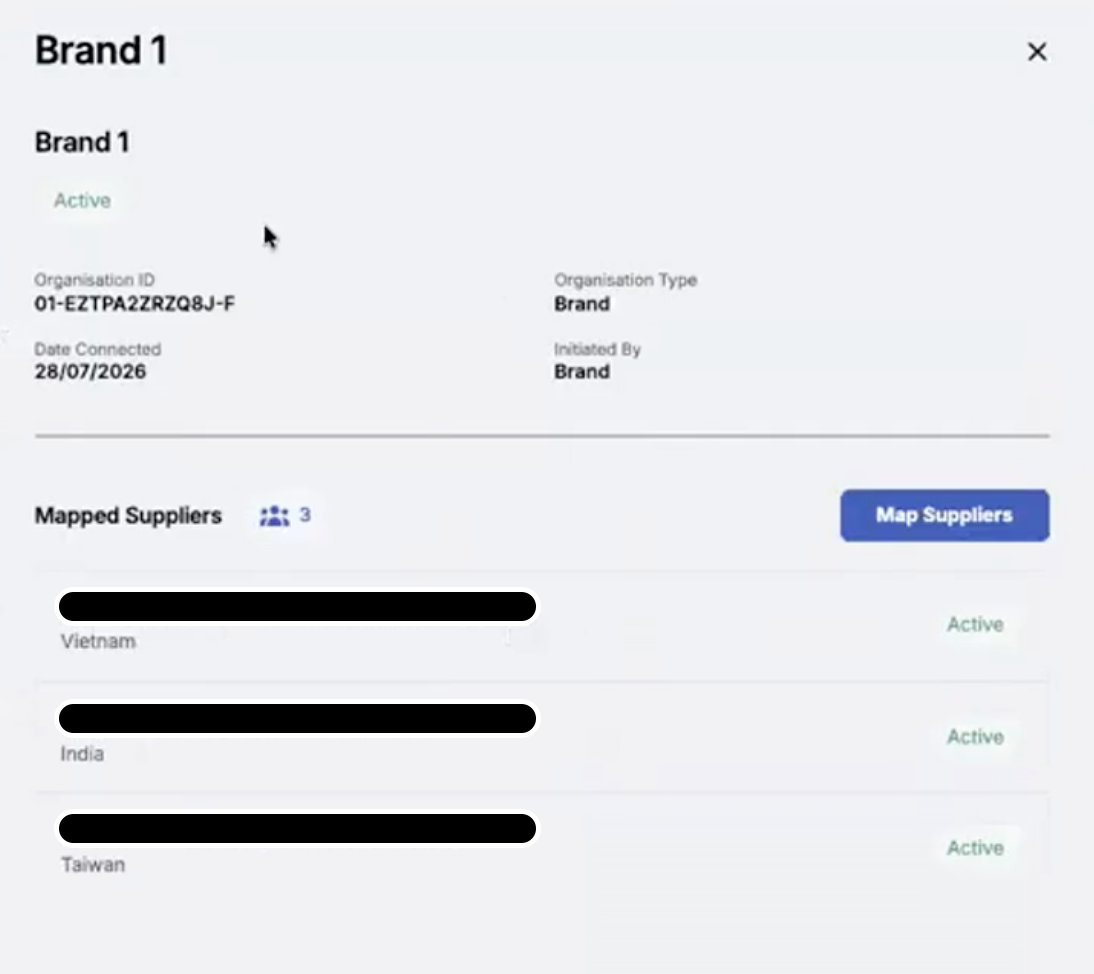Image of Connection Details and Map Suppliers button.