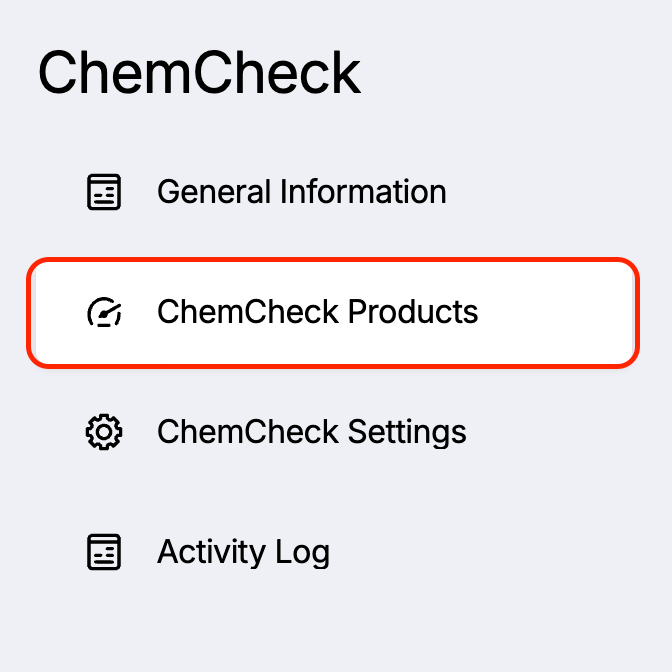 Image of ChemCheck tiles, with ChemCheck Products highlighted.